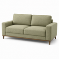 2-Sitzer-Sofa aus salbeigrünem Strukturstoff mit braunem Holzgestell, 180 × 85 × 85 cm, skandinavischer Stil