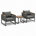 3-teiliges Gartenmöbel-Set Anthrazit/Braun, 2 Sessel je 73 × 75 × 77 cm und Tisch 50 × 50 × 50 cm