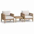 3-teiliges Gartenmöbel-Set in Natur und Beige mit 2 Sesseln 73 × 75 × 78 cm und Tisch 55 × 55 × 42 cm