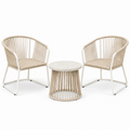 3-teiliges Gartenmöbel-Set Beige/Weiß mit 2 Armlehnstühlen 59 × 60 × 79 cm und Tisch Ø 45 × 45 cm