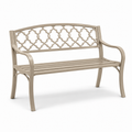 Gartenbank aus Metall in Beige, 127 × 60 × 85 cm, 2-Sitzer mit Ziergitter