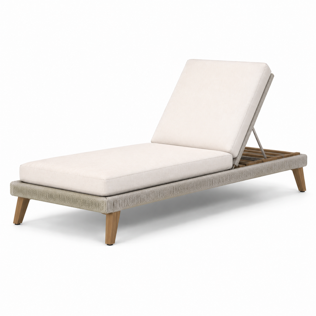 Gartenliege mit verstellbarer Rückenlehne und Polsterauflage, 200 × 75 × 85 cm, Creme/Beige/Braun