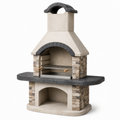 Gartengrill aus Betonwerkstein mit Grillrost und Kamin, 180 × 70 × 230 cm, Beige/Anthrazit/Grau/Braun